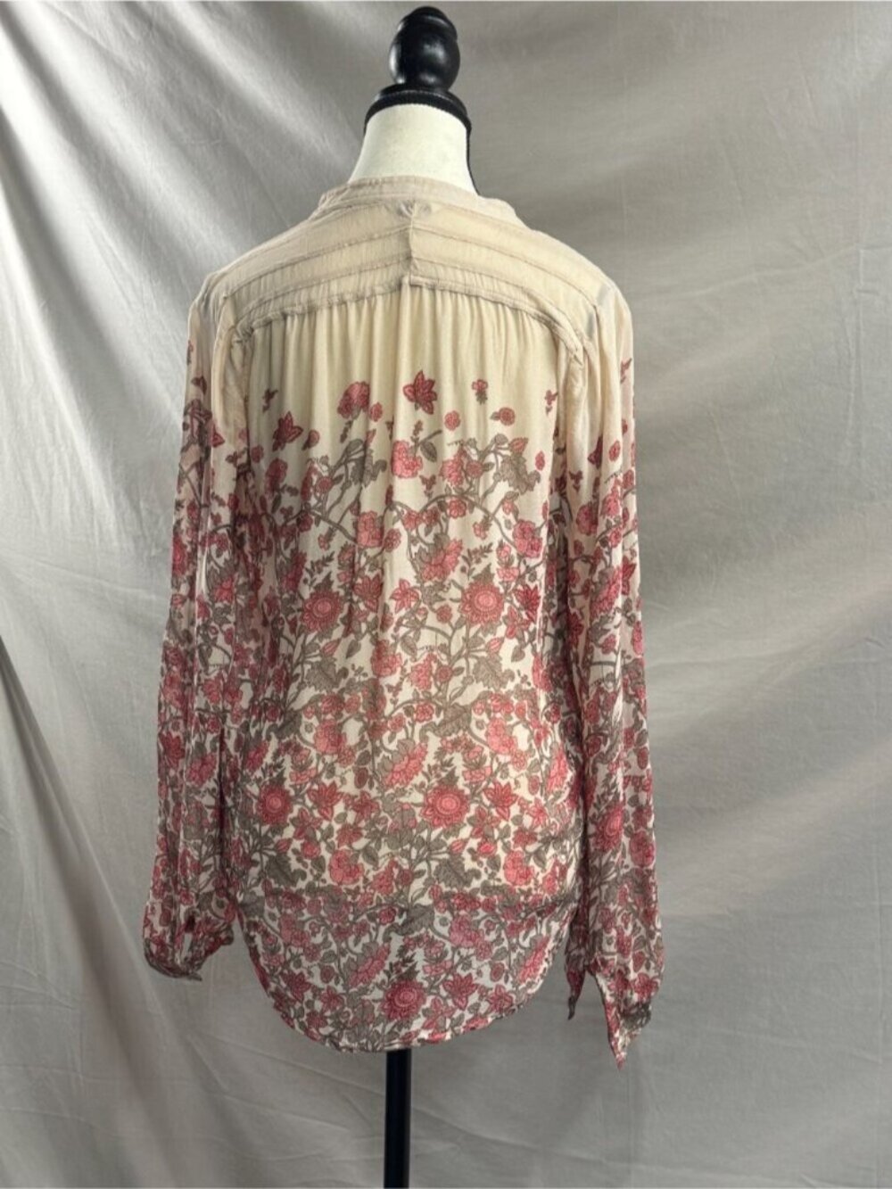Lucky Brand Floral Sheer Blouse Beige - Picture 6 of 7